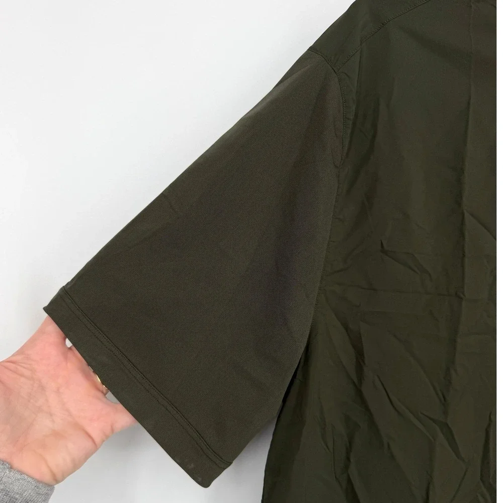 Lululemon Athletica Mens Short Sleeve Shirt Dark Olive Green Nylon Mesh Vent M